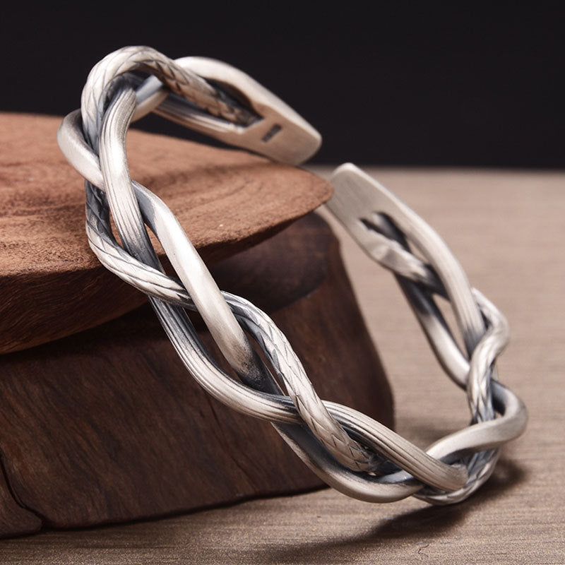 Men's Braided Silver-Plated Bracelet