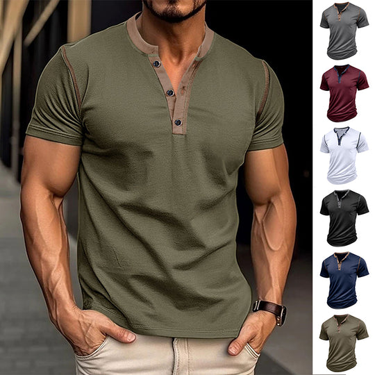 Men's Summer Polo Shirt - Stylish V-neck