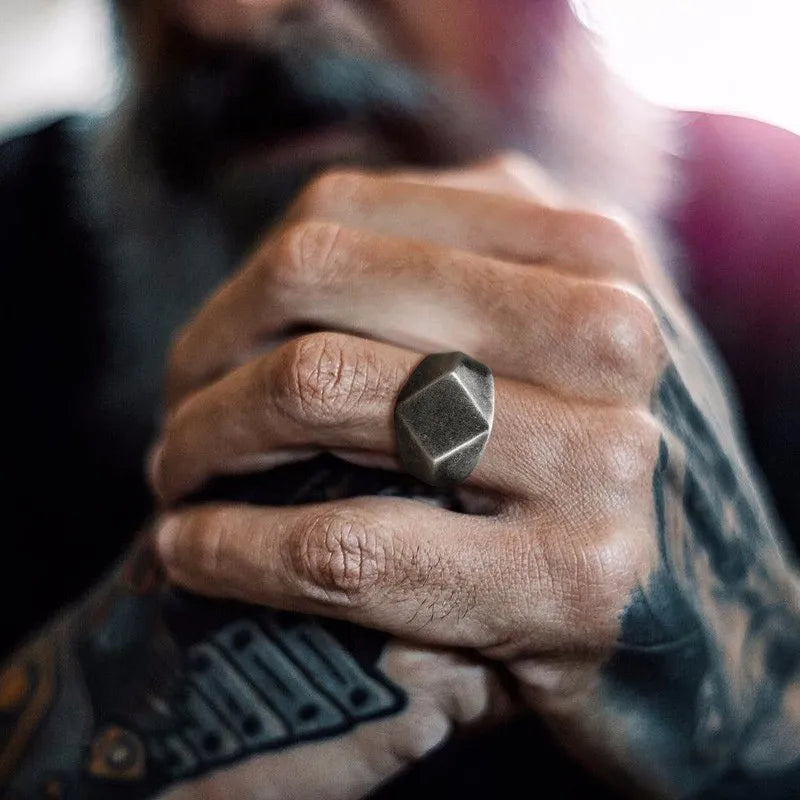 TitanForge Geometric Signet Ring