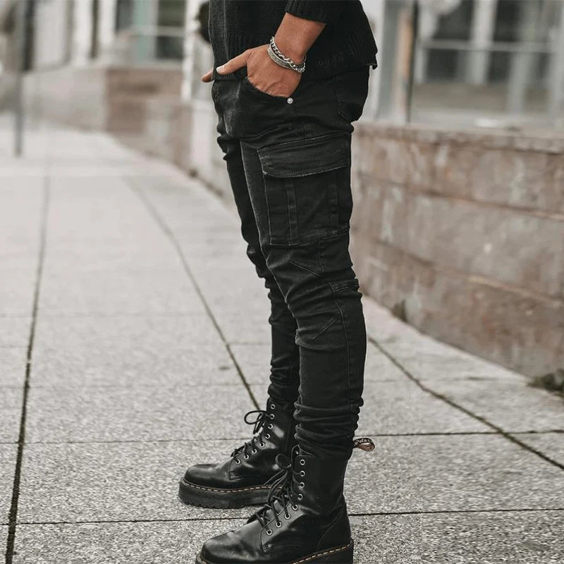 Men's Skinny Denim Cargo Pants