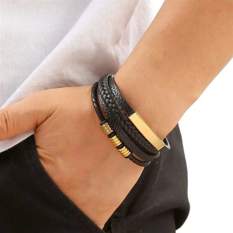 ShadowEdge Multi-Layer Leather Bracelet