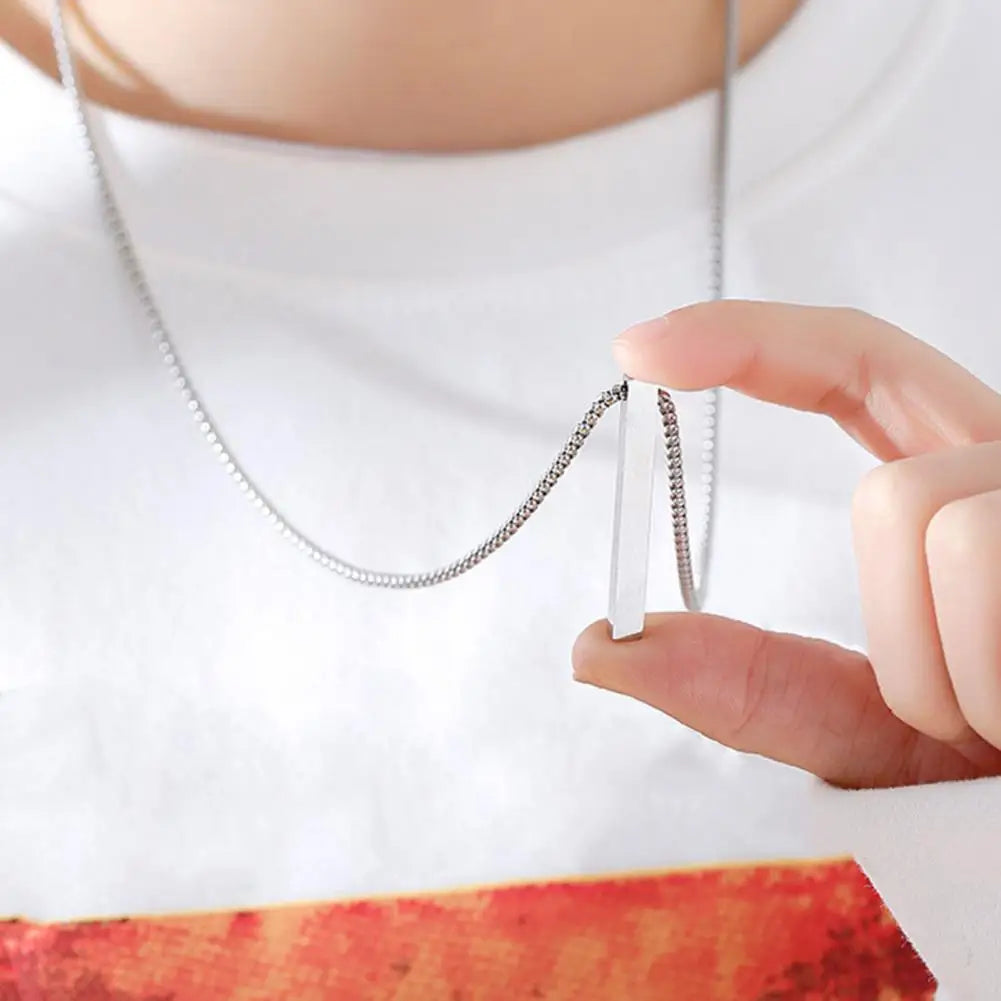 Sleek Steel Pendant Necklace