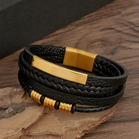 ShadowEdge Multi-Layer Leather Bracelet