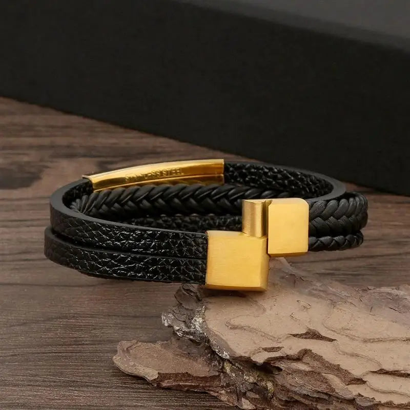 ShadowEdge Multi-Layer Leather Bracelet