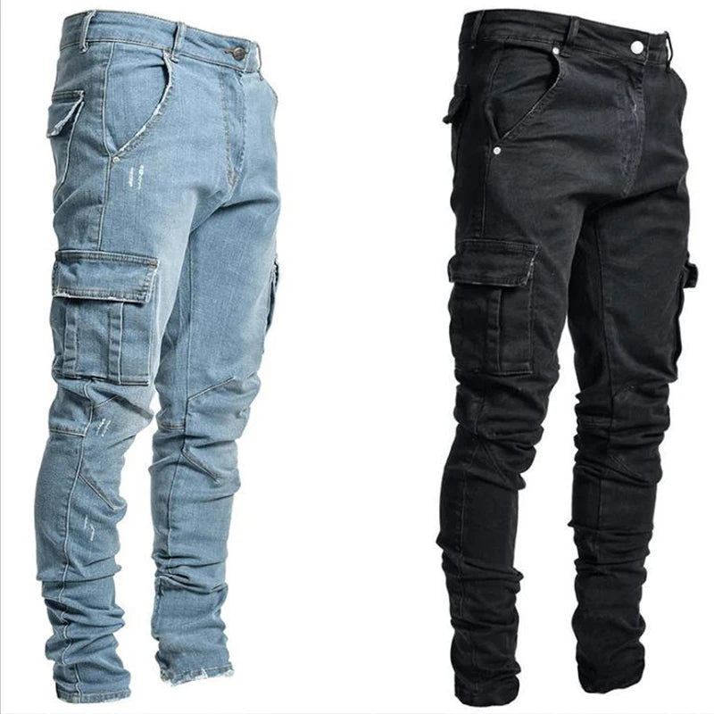 Men's Skinny Denim Cargo Pants