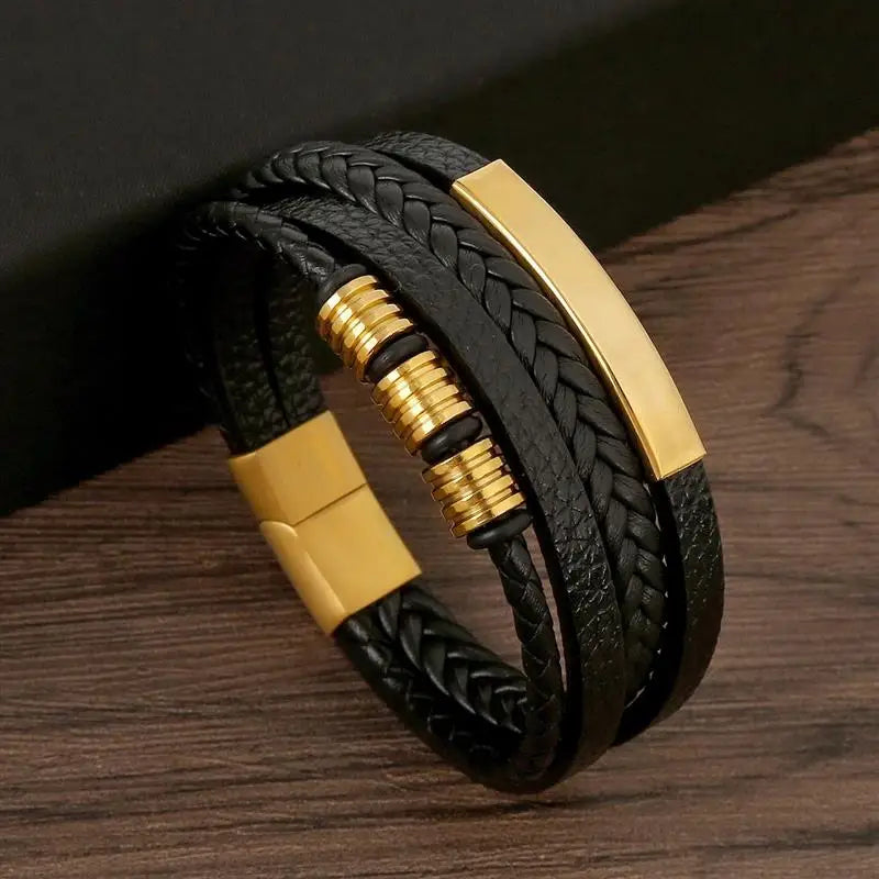 ShadowEdge Multi-Layer Leather Bracelet