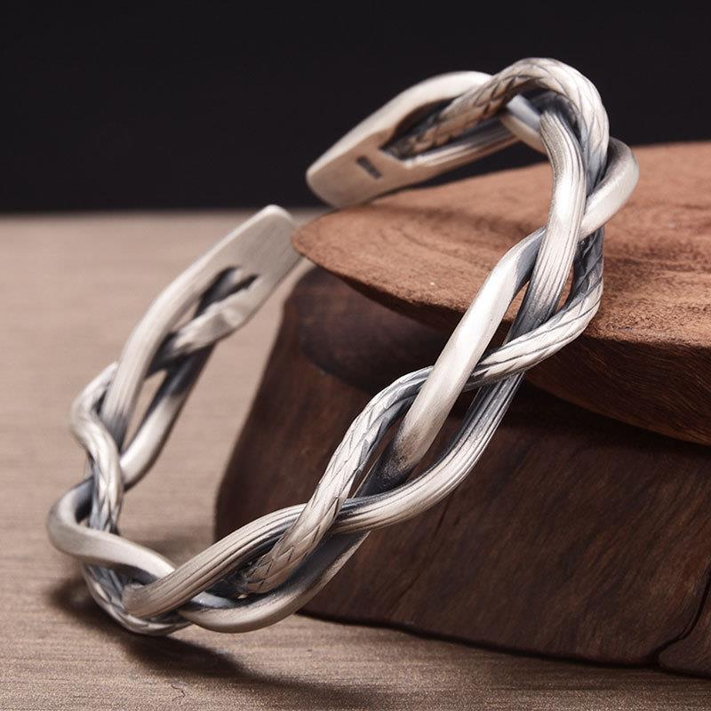 Men's Braided Silver-Plated Bracelet